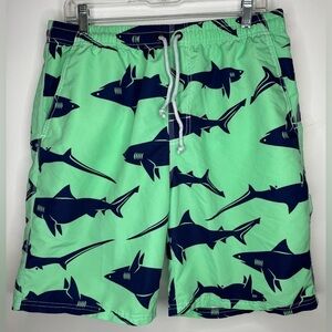 Men’s Shark Swim Trunks Color Blue/Green Size L